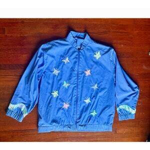 Vintage 90’s Southern Stitches Periwinkle Blue Butterfly Windbreaker Jacket Med